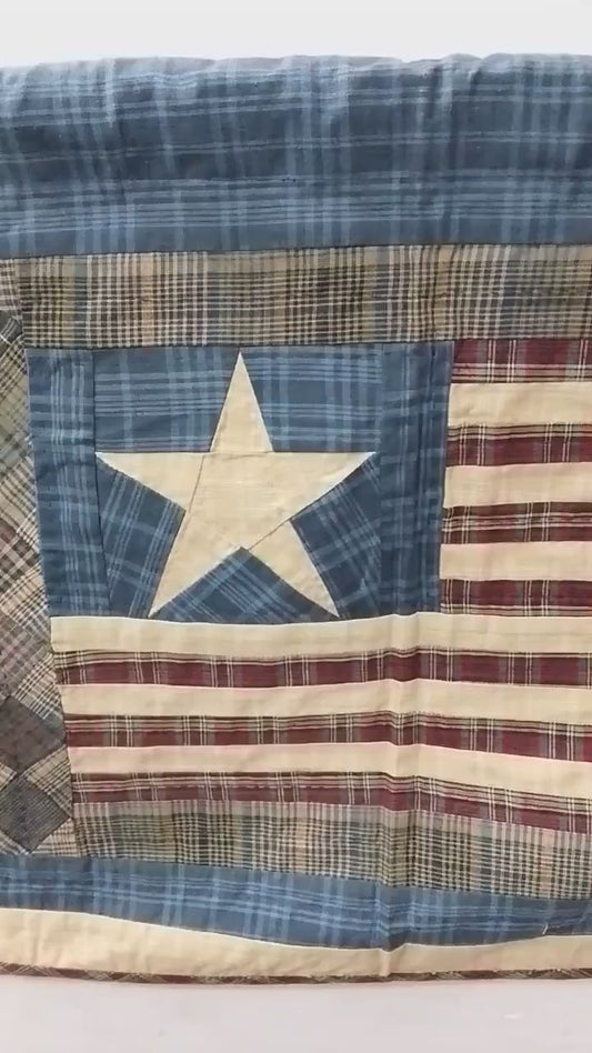 Window valance panel Plaid patchwork quilted Old glory Americana flag Window Treatment  valance 17"x72" by HOME HEART Brands (Made in India)