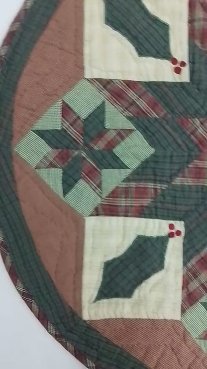 Christmas tree skirt 24" Round for Tabletop Trees. Christmas Star hand Quilted Handmade Heirloom Quality by HOME HEART Brands(Made in India)