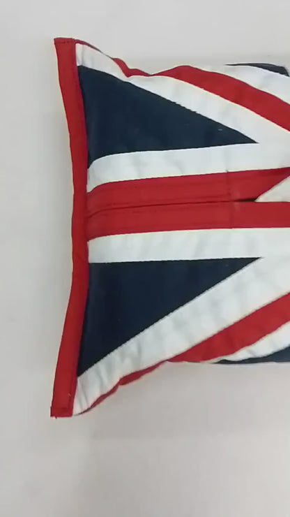 Tissue box Cover 8"x12" handcrafted Union Jack patchwork quilted Cover – 100% Cotton by HOME HEART Brands(Made in India)