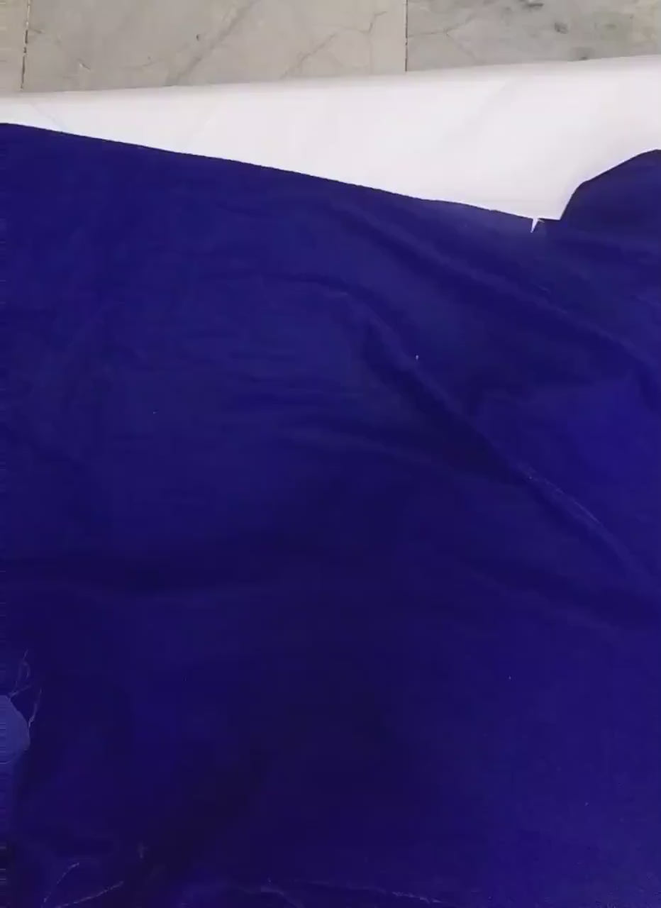 Imperial blue color micro velvet soft fabric 42” wide choose your yard meter in cut collection by HOME HEART Brands (Made in India)