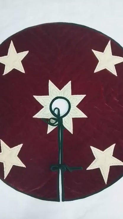 Christmas tree skirt Velvet Starburst Quilted Christmas Tree Skirt – Burgundy by HOME HEART Brands