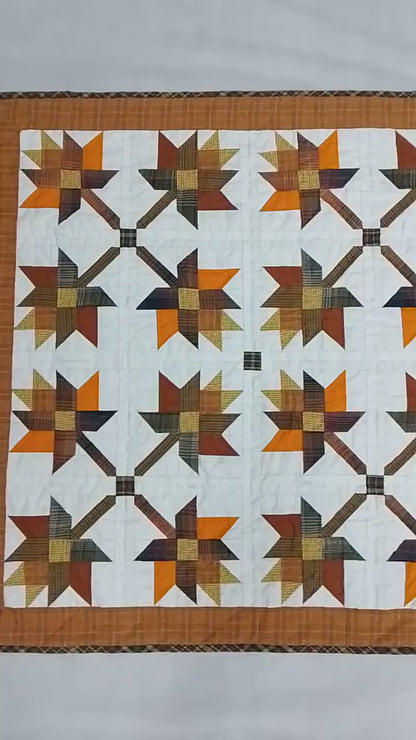 Hand made hand quilted quilt, table accent piece, Table topper Autumn leaves fall quilt 100% Cotton Heirloom Quality by HOME HEART Brands