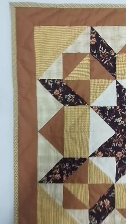 Wall hanging  hand quilted quilt, Table topper, Patchwork | Primitive Autumn Prairie Star Patchwork Farmhouse Quilt | Primitive Cotton Quilt