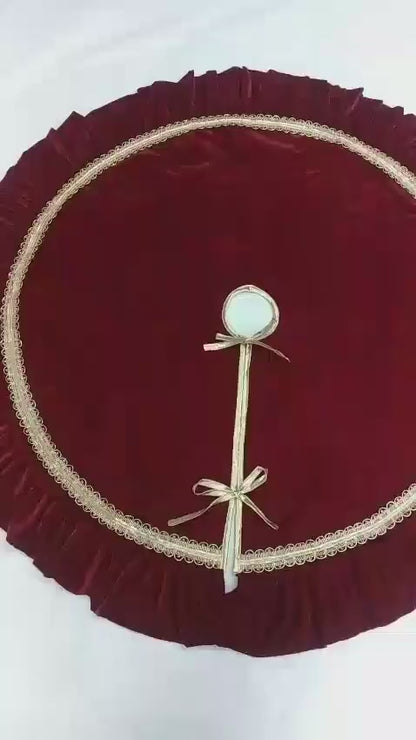 Tree Skirt with ruffle Handcrafted burgundy wine Velvet, Gold Trim & gold border Double Layer Heirloom by HOME HEART Brands(Made in India)