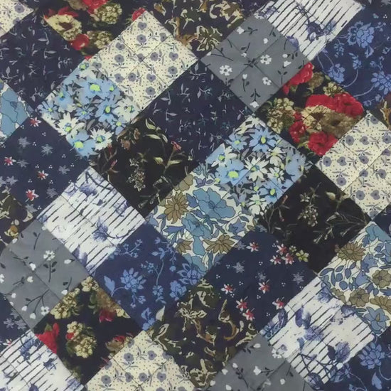 Table runner quilted patchwork zig zag Table Runner & table Toppers Calico cotton blue mix floral fabric by HOME HEART Brands(made in INDIA)