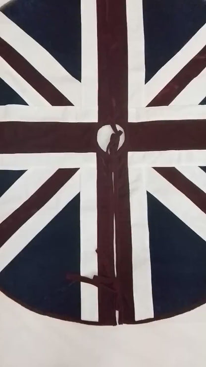 Christmas Tree Skirt Handcrafted patchwork Union Jack Micro Velvet  Tree Skirt Double Layer Heirloom by HOME HEART Brands(Made in India)