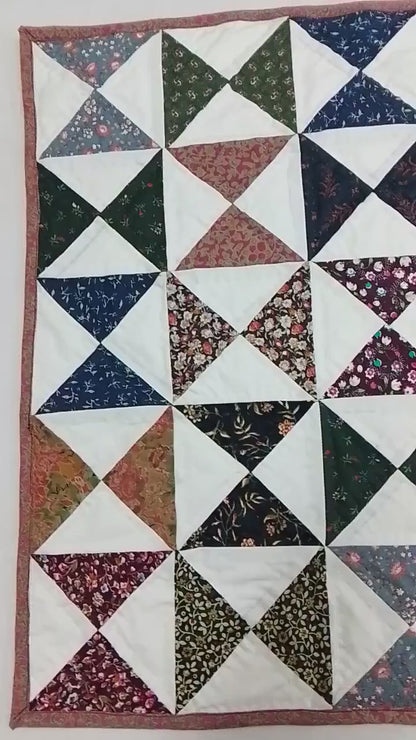 Wall hanging  hand quilted quilt, wall hanging, Table topper, Patchwork | Floral Quilt Decor | pinwheel Cotton Quilt