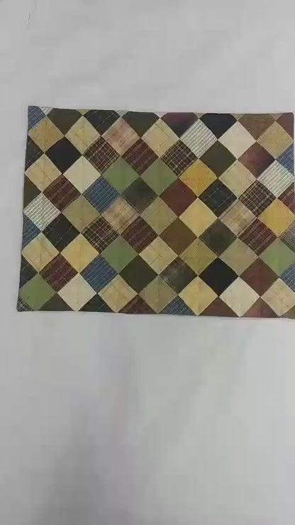 Pillow sham Quilted Vintage Country Check patchwork case ,Pillow Cover