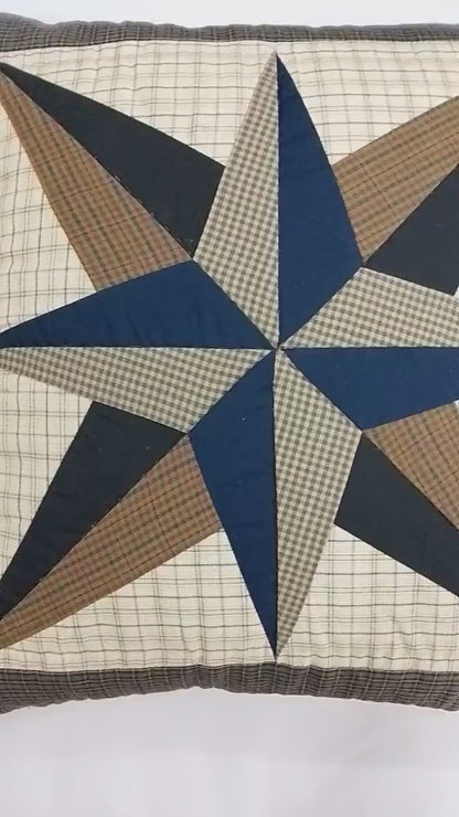 Pillow cover 16"x16" hand quilted cushion cover,decorative throw pillow star of star  country plaid HOME HEART Brands(made in India)