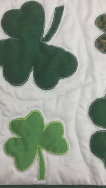 Shamrock St Patrick's Day Quilted Table Runner, Table Toppers bed topper, tablecloth, Handmade runner, by HOME HEART Brands( Made in India)