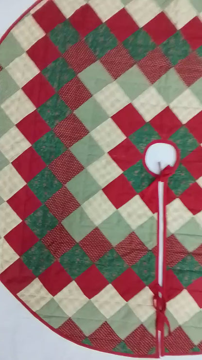 Christmas tree skirt Classic Diamond Patchwork Tree Skirt Hand Quilted 46 Inc Country primitive decor by HOME HEART Brands