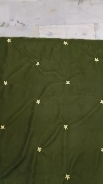 Fabric micro velvet crafted gold star embroidered  soft fabric 42” wide choose your yard collection by HOME HEART Brands (Made in India)