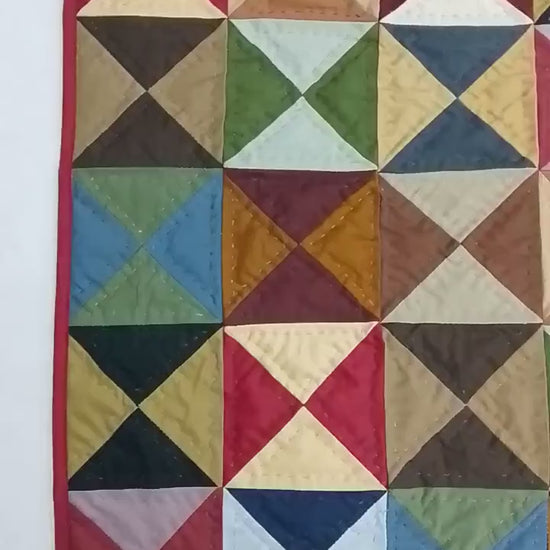 Wall hanging  hand quilted quilt, wall hanging, Table topper, Patchwork | Country Farmhouse Quilt Decor | Primitive pinwheel Cotton Quilt