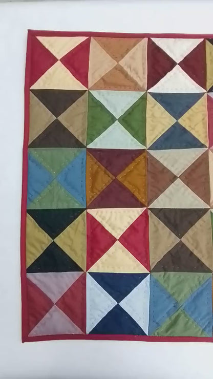 Wall hanging  hand quilted quilt, wall hanging, Table topper, Patchwork | Country Farmhouse Quilt Decor | Primitive pinwheel Cotton Quilt