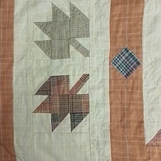 Table Runner Autumn star leaves Patchwork runner  Hand Quilted on  plaid fabric without batting 16x75 inch  by HOME HEART Brands(Made India)