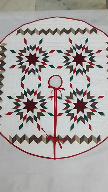 Christmas tree skirt patchwork Star Garland Quilted Christmas Tree Skirt – Calico Patchwork, Handmade by HOME HEART Brands( Made in India)
