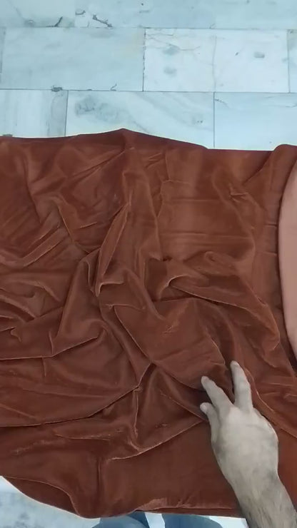 Rust Brown Micro Velvet Fabric: Soft Upholstery Material, 42" Wide