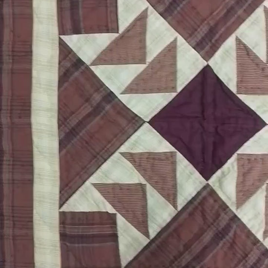 Hand made Hand quilted Wall hanging Quilt,Table Topper 19"x19" Primitive flying geese Burgundy plaid by Home Heart brands (Made in India)