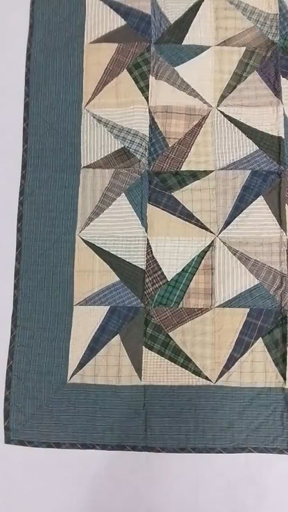 Country Galaxy Star Patchwork Quilt plaid 46"x46" Cotton Hand Quilted patchwork  wall hanging & Toppers, baby quilt by HOME HEART Brands
