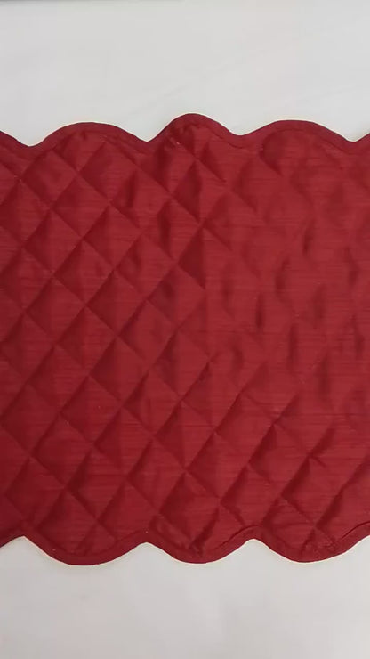 Dupioni Silk Burgundy reversible Quilted Table runner, Trivet, placemat  & Table toppers design by HOME HEART Brands
