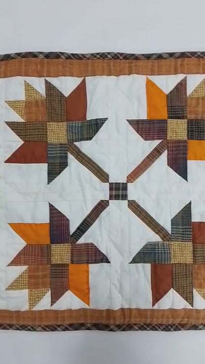 Hand made hand quilted crafted placemats, tablemats, table topper, patchwork Autumn leaves 14"X19" by HOME HEART Brands (Made in India)