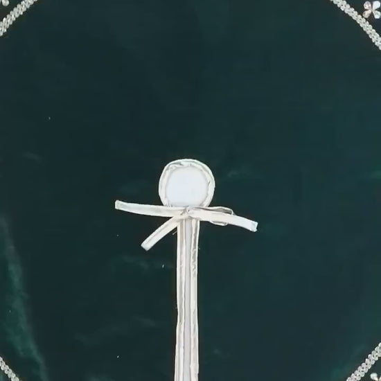 Christmas Tree Skirt Velvet Starburst Skirt handcrafted green Velvet, stone work double Layer  by HOME HEART Brands(Made in India)