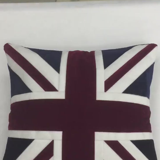 Velvet Union Jack pillow cover, cushion cover, three layered pillow not included micro velvet fabric by HOME HEART Brands(made in India)