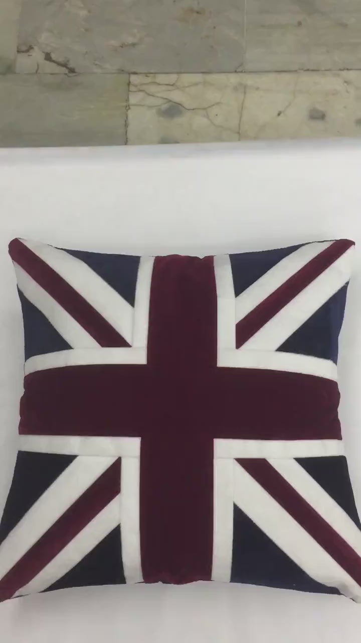 Velvet Union Jack pillow cover, cushion cover, three layered pillow not included micro velvet fabric by HOME HEART Brands(made in India)