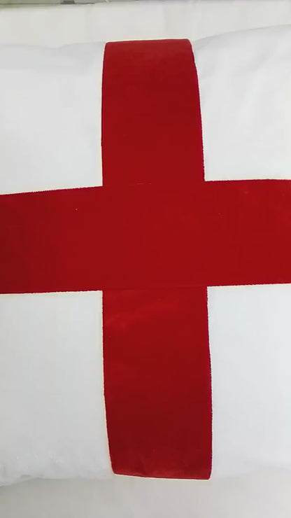 Velvet  England Flag Cross Accent Cushion cover Red White pillow three layer fabric (pillow not included) by HOME HEART Brands made in India