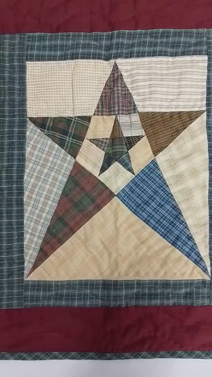 Hand made Hand quilted patchwork small block Quilt, Table Topper 19"x19" colonial star quilt by Home Heart brands (Made in India)