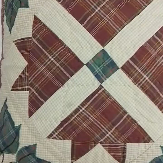 Pillow cover 16"x16" hand quilted cushion cover,decorative throw pillow Rustic Maple Leaf  country plaid HOME HEART Brands(made in India)