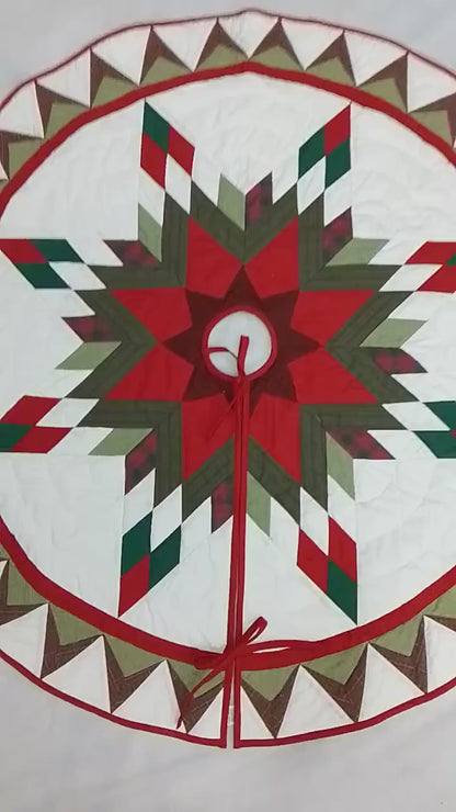 Christmas tree skirt patchwork Lone Star Quilted Christmas Tree Skirt – Calico Patchwork, Handmade by HOME HEART Brands( Made in India)
