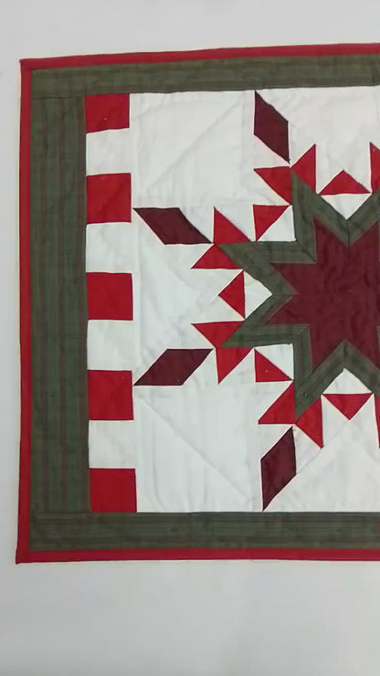 Table runner hand quilted, patchwork, Table Toppers Calico Country Feathered star Patchwork Table runner by HOME HEART Brands(made in INDIA)