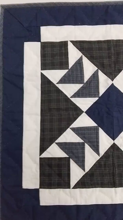 Wall hanging  hand quilted quilt, Table topper, Patchwork | Primitive flying geese Patchwork Farmhouse Quilt Decor | Primitive Cotton Quilt