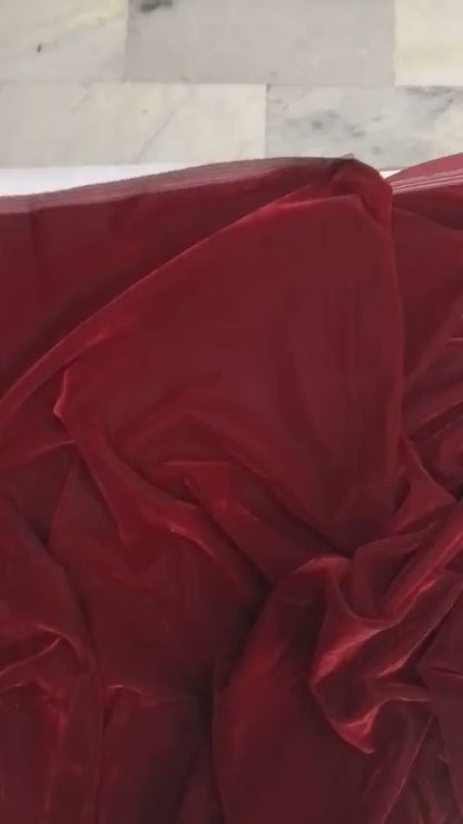 Cranberry red color micro velvet soft fabric 42” wide choose your yard meter in cut collection by HOME HEART Brands (Made in India)