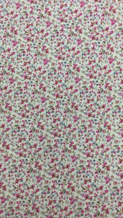 Fabric Soft Cotton Cambric Floral Print Fabric – Beige| Pink | Medium Weight | Quilting & Dress Material by HOME HEART Brands(Made in India)