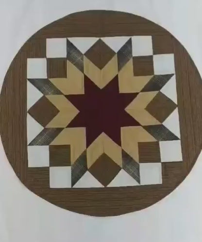 Hand made Hand quilted  round Table Topper Broken star quilt by Home Heart brands (Made in India)