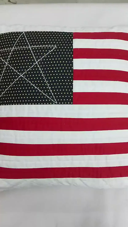 Hand made hand Quilted patchwork pillow cover, cushion cover, calico Country Star Flag pillow cover by HOME HEART Brands(made in India)