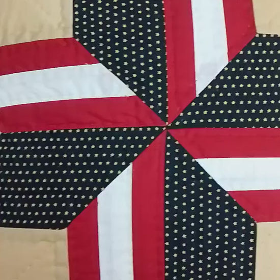 Hand made hand Quilted patchwork pillow cover, cushion cover, calico Americana Starburst pillow cover by HOME HEART Brands(made in India)