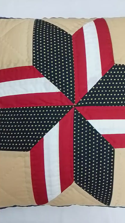 Hand made hand Quilted patchwork pillow cover, cushion cover, calico Americana Starburst pillow cover by HOME HEART Brands(made in India)
