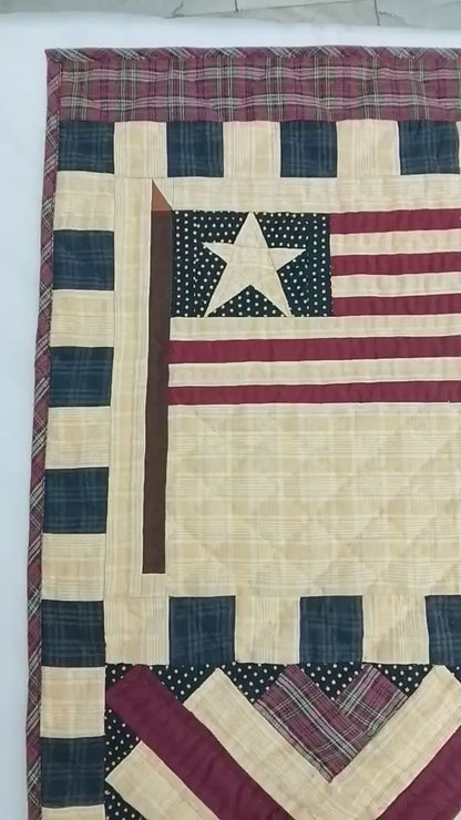 Table runner hand quilted, patchwork, Table Toppers Calico country American flag  Patchwork Table runner by HOME HEART Brands(made in INDIA)