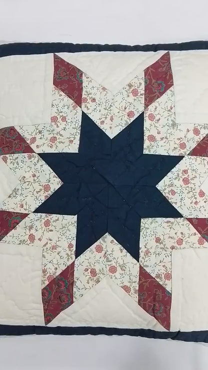 Hand made hand Quilted 16"x16" size Americana Starburst patchwork pillow ,cushion cover, Calico fabric by HOME HEART Brands(made in India)