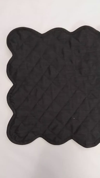 Dupioni Silk black reversible Quilted Table runner, Trivet, placemat  & Table toppers design by HOME HEART Brands