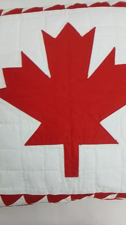 Quilted Maple Glory Quilted Pillow Cover Handcrafted Canadian Charm cushion cover Calico cotton fabric by HOME HEART Brands(made in India)