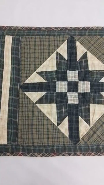 Table runner hand quilted, Table Toppers Star of Star plaid Patchwork Table runner Country Style  by HOME HEART Brands(made in INDIA)